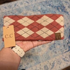 C.C Argyle Knit Headband in Rust and Beige
